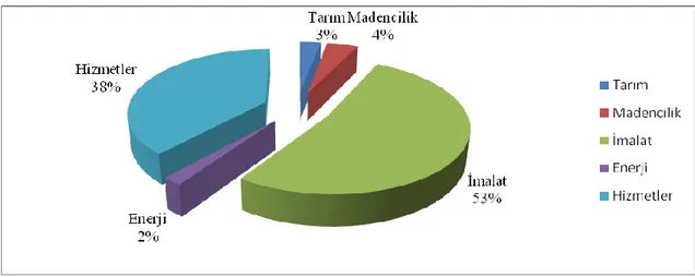 ġekil 4: 2004-2009 Yılları Arası Verilen TeĢvik ile Yaratılan Ġstihdamın Sektörlere 