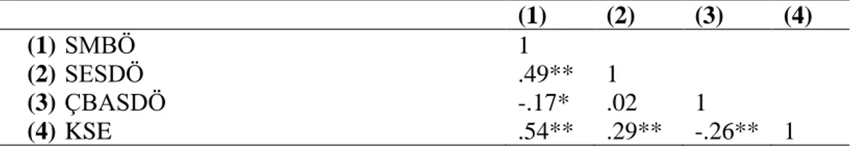 Tablo 9. Sanal Etkileşimlerden Oluşan Sosyal Destek Ölçeği Korelasyon Sonuçları 
