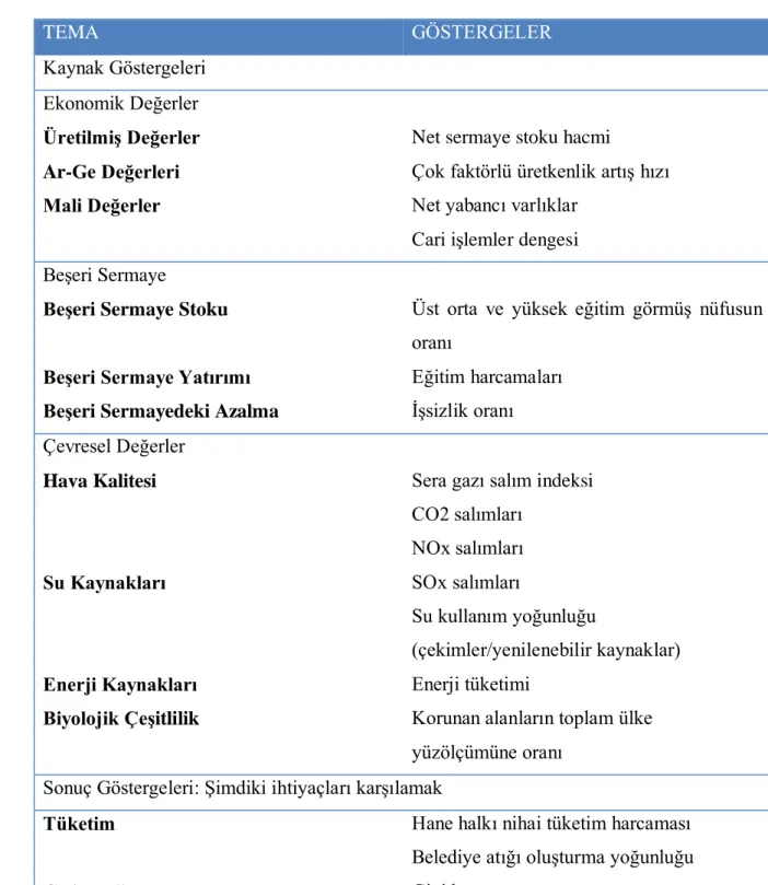 Tablo 4: OECD Gösterge Seti 