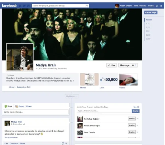 Şekil 10. Facebook’ta Yer Alan Medya Kralı Programı Sayfasının Görüntüsü 39   