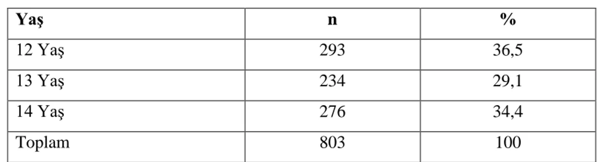 Tablo 2. Çalışma Grubunun Cinsiyete Göre Sayı ve Yüzdeleri 