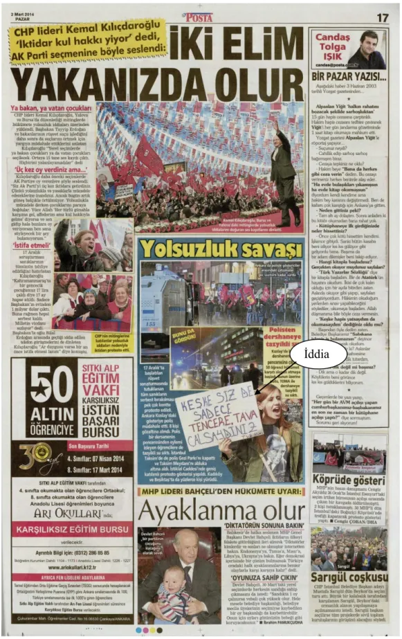 Şekil 5. İç sayfada miting konulu iddia/suçlama nitelikli CHP Haberi örneği İddia 