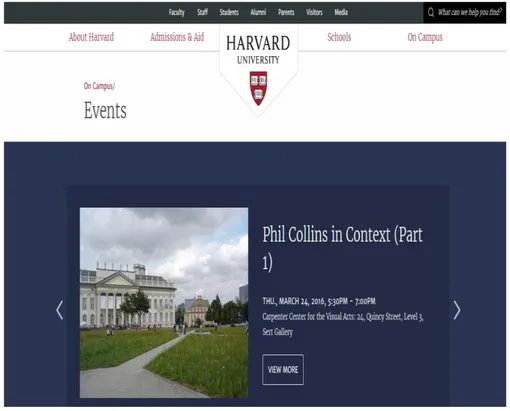 Şekil 5: Harvard Üniversitesi Web Sitesi Arayüz Görüntüsü  