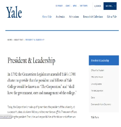 Şekil 7: Yale Üniversitesi Web Sitesi Arayüz Görüntüsü 