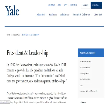 Şekil 7: Yale Üniversitesi Web Sitesi Arayüz Görüntüsü 