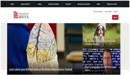 Şekil 10: Bristol Üniversitesi Web Sitesi Arayüz Görüntüsü 