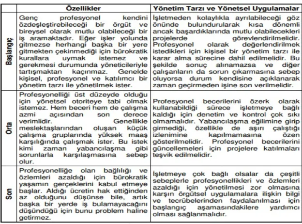 Tablo 3. Profesyonellerin Yönetimi 