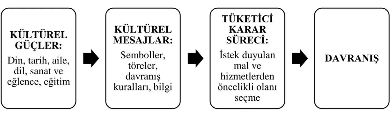 Şekil 4. Kültürün Tüketici Karar Sürecine Olan Etkisi (Kaynak: Hennessey, 1995) KÜLTÜREL 