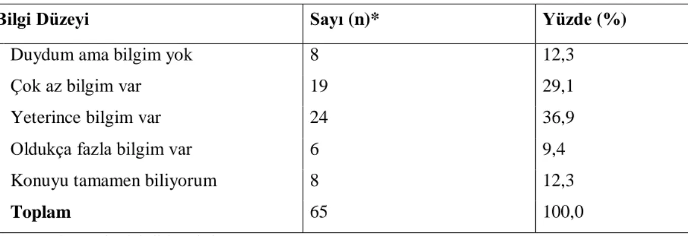 Tablo  50.  Ankete  Katılan  Yöneticilerin  Bireye  Yönelik  Koruyucu  Hizmetlerin  Sağlanması Hakkında Bilgi Düzeylerine Göre Dağılımı 