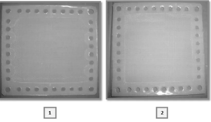 Şekil 4.9 Spacer resimleri: (1 nolu spacer farklı yönlerde yerleştirilerek asit, baz ve tuz  (atıksu) spacer olarak kullanılırken, 2 nolu spacer ED hücresi başında ve sonunda end 