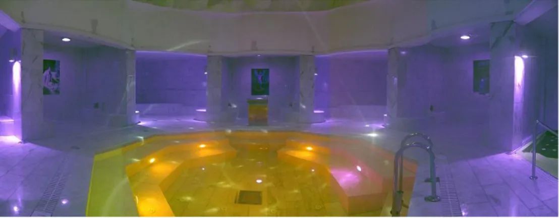 Şekil 4.42 Kütahya’da Güral Harlek Otel&amp;Spa. Kapalı havuzda özel aydınlatmalar 