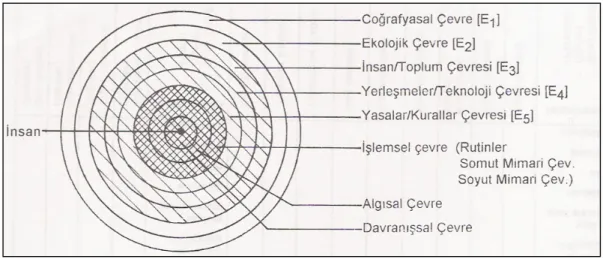Şekil 3.3 İnsan ve Çevre Düzeni (Öymen Gür, 1996) 
