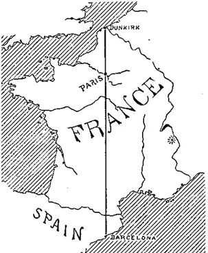Şekil	
  2.1	
  Dunkirk,	
  Paris	
  ve	
  Barselona’dan	
  geçen	
  ölçüm	
  hattı	
  [60]	
  