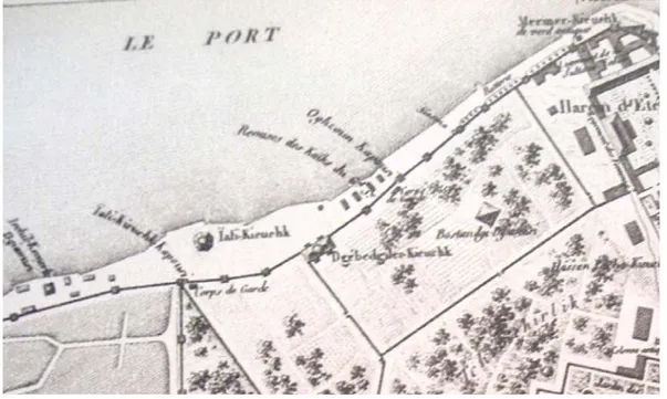Şekil 3.13 Kauffer’in 1776 tarihli haritasında Sarayburnu kıyılarından detay (Melling, 1969) 