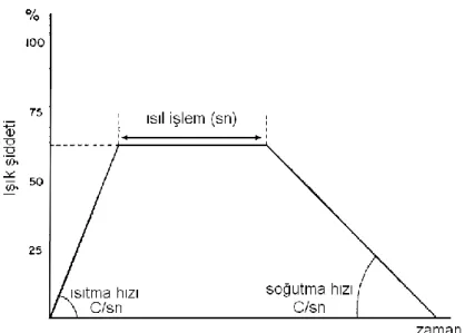 Şekil 4.3 RTP sisteminde izotermal ısıtma çevriminde ısınma soğuma hızlarını göstermektedir  (Holloway ve Mcguire, 1995) 