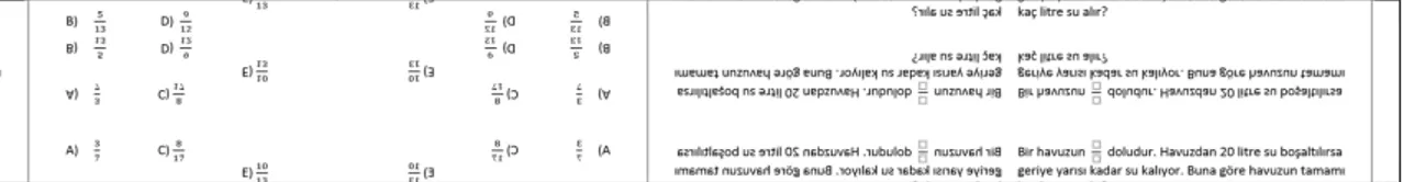 Çizelge 5.10  Yarı-Yapılandırılmış problem durumu ile hazırlanan 5.soru 