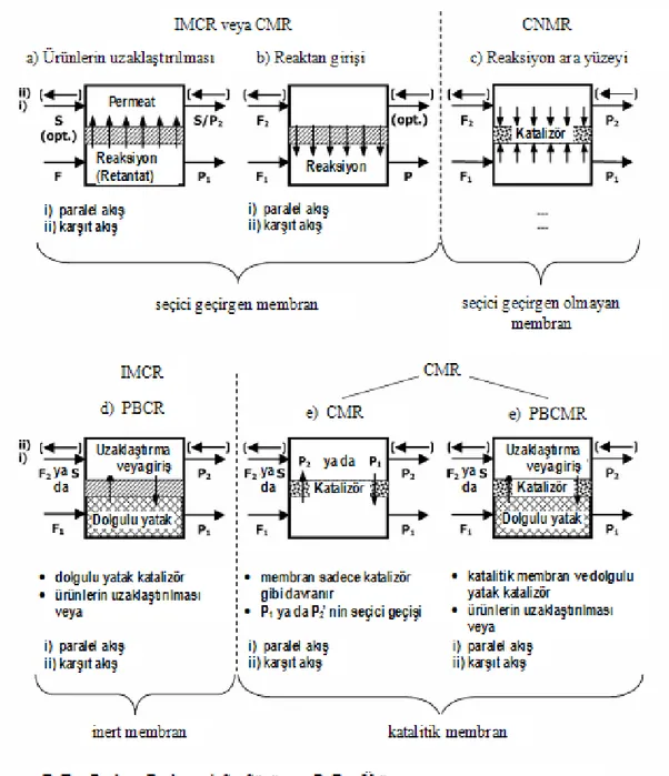 Şekil 2.3 Membran fonksiyonlarına göre membran reaktör çeşitlerinin sınıflandırılması  [19]