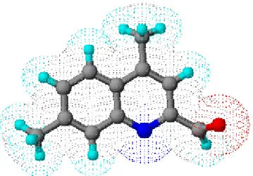 Şekil 10.10 4,7-Dimetilkinolin-2-karboksaldehidin moleküler modeli 