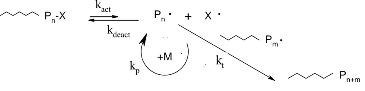 Şekil 2.28 Kontrollü radikal polimerleşme mekanizması. 
