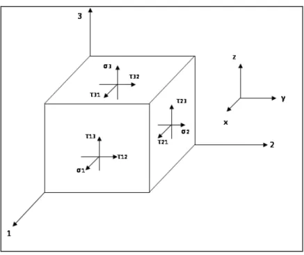 Şekil 2. 1 Sonsuz küçük kübik elemandaki gerilmeler 