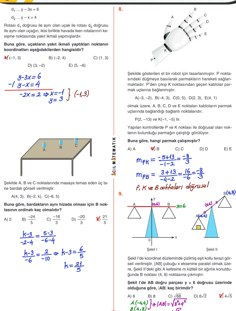 Şekil  I'de  AB  doğru  parçası  y  =  6  doğrusu  üzerinde  olduğuna göre, |AB| kaç birimdir?