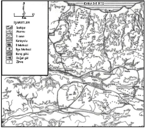 Şekil 2. Çalışma Sahasının Topografya Haritası 