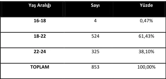 Tablo 4- Ankete Katılanların Yaş Dağılımı 