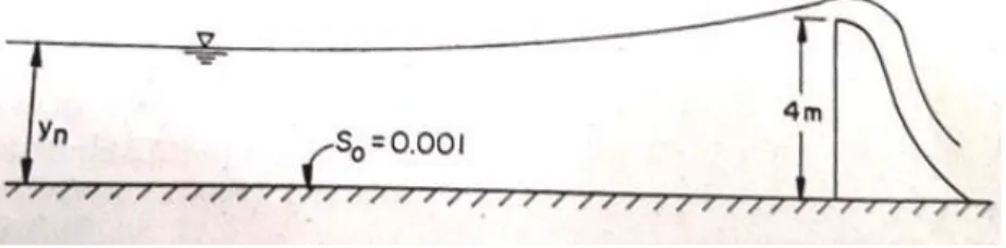 Şekil 3.20.  Örnek problem 2 için bir bağlama yapısının arkasındaki su profili (Yanmaz, 2007) 