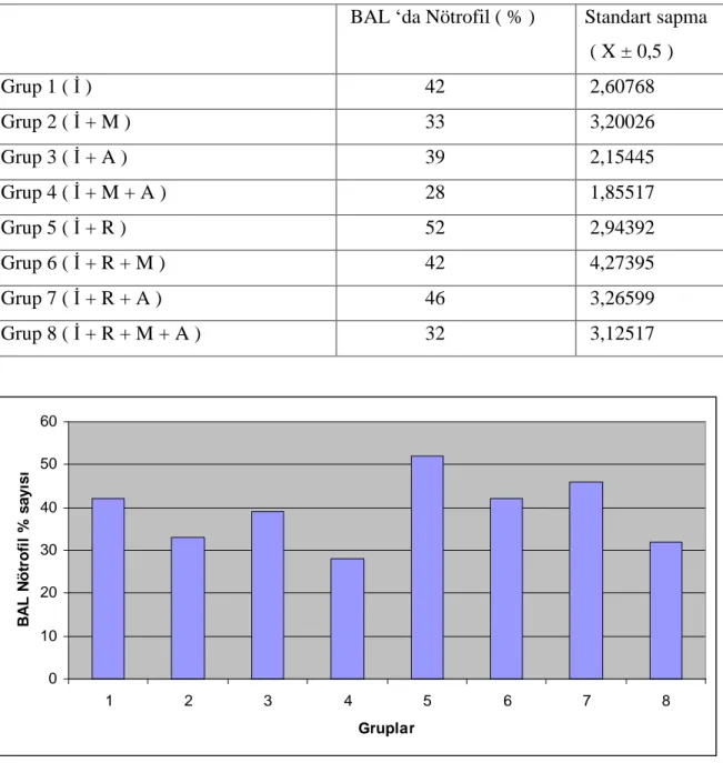 TABLO  8  :  Gruplardaki  BAL  Nötrofil  (  %  )  oranlar n n  ortalama  ve  standart 
