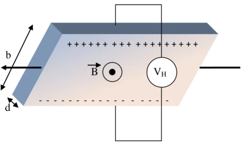 Şekil 3.6. Akım taşıyan iletkene etkiyen manyetik alan ve yüklerin durumu  Hall gerilimi, 