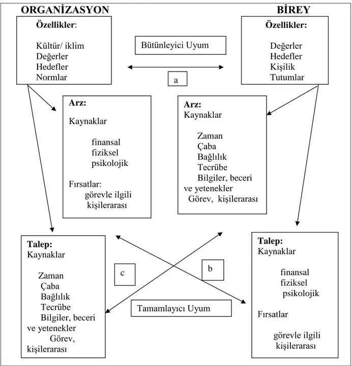 Şekil 1: Organizasyon- Birey Uyumunun Farklı Kavramsallaştırılması.   Kaynak: (Kristoff, 1996: 4)