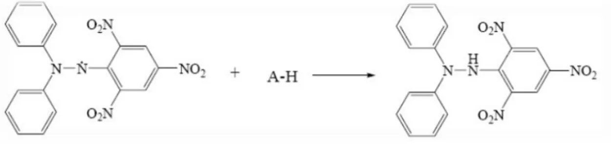 Şekil 2.24. DPPH radikalinin antioksidan ile reaksiyonu  2.4.2.3. β-Karoten Renk Açılım Metodu 