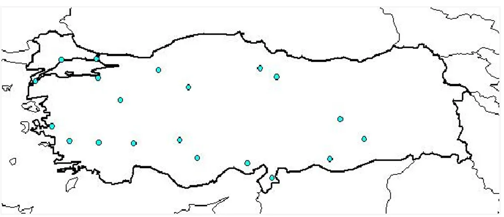 Şekil 2.10. E. eriophora’nın Türkiye’deki dağılımı (TÜBİVES 2016)Şekil 2.7. E. denticulata’nın resmi (Turkiye Bitkileri 2016) 