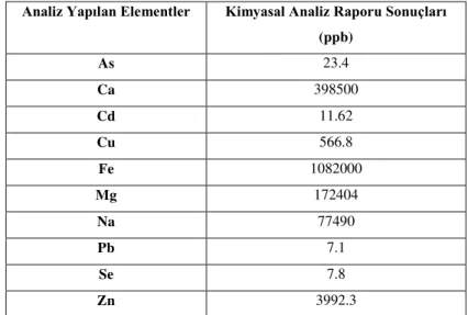 Çizelge 3.1. Antifiriz Kimyasal Analiz Sonuç Raporu. 