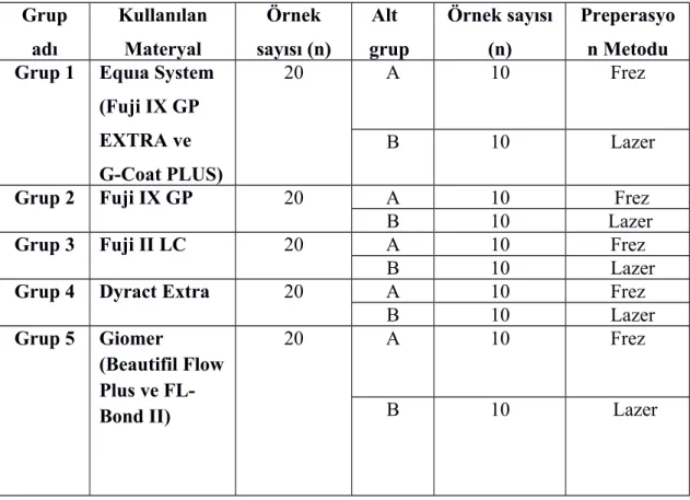 Tablo 2: Çalışma dizaynı