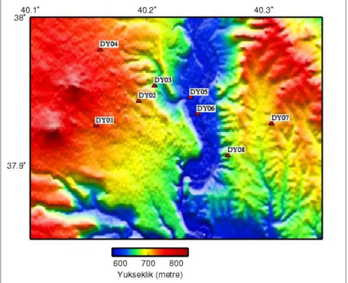 Şekil 6. Diyarbakır İl merkezinde ölçüm yapılan mikrotremör noktalarının  