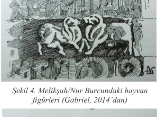 Şekil 3. Ulu Cami’nin batı cephesinde bulunan  3. sütundaki hayvan figürleri 