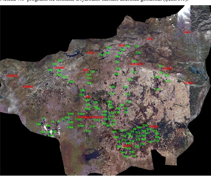 Şekil 3.1. Toprak Örneklerinin Alındığı Noktaların Diyarbakır İli Haritası Üzerindeki Yerleri 