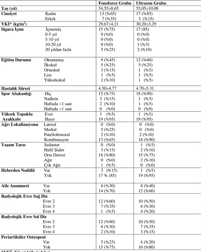 Tablo 4: Hastaların demografik özellikleri 