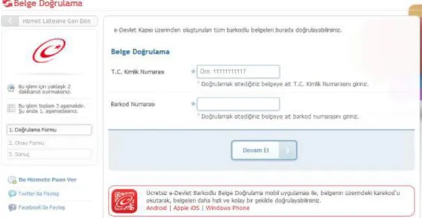 Şekil 7. E-Belge Doğrulama Ekranı 7 2.3.1.2. Kimlik Doğrulama 