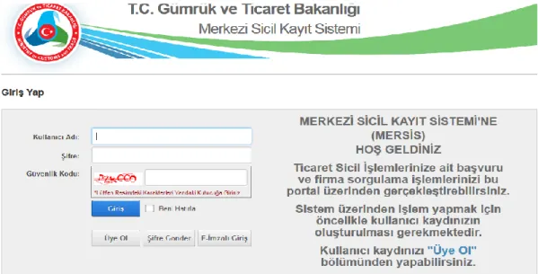 Şekil 10. MERSİS Kayıt Sistemi Ekranı 10