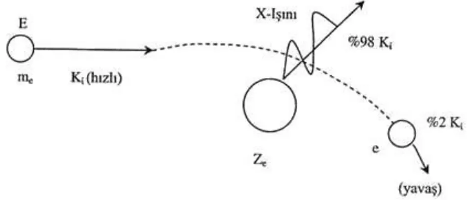 Şekil 1.2. Sürekli X-ışınlarının oluşumu (Tuzluca 2007) 