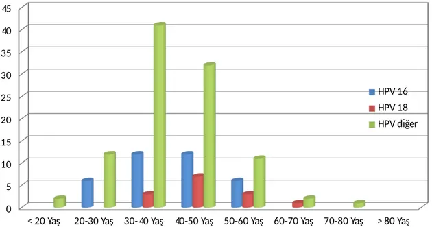 Grafik 3:  Hasta yaş gruplarına göre HPV subtipleri
