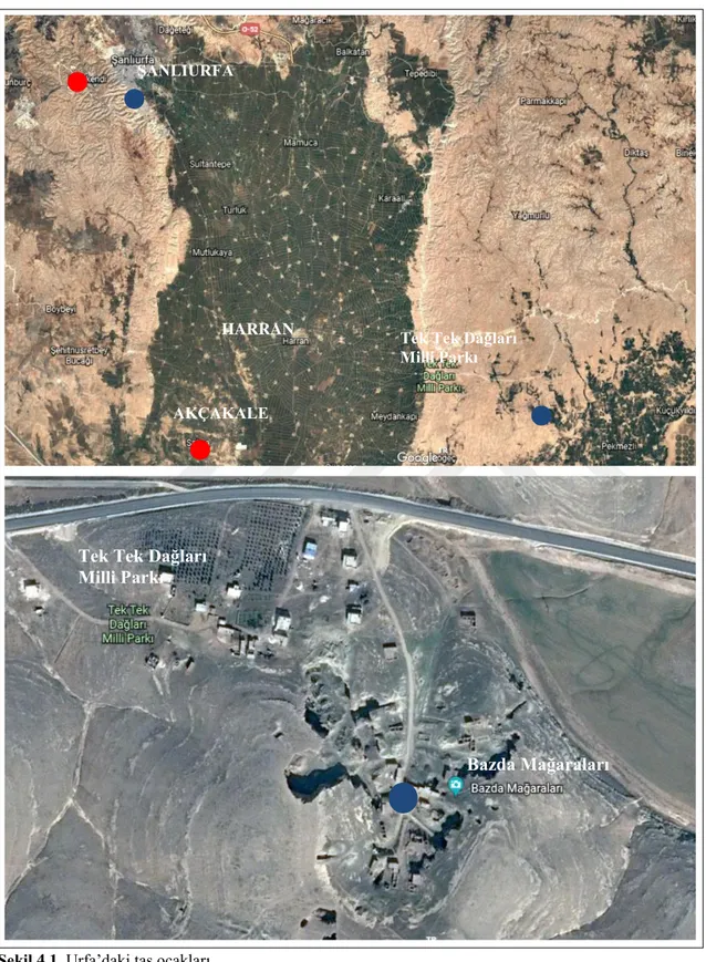 Şekil 4.1. Urfa’daki taş ocakları 