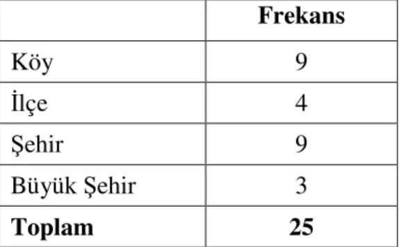 Tablo  12’de  araştırmaya  katılan  25  öğrencinin  ailelerindeki  kardeş  sayılarına  bakıldığında; 8 öğrencinin 1 veya 2 kardeşinin olduğu, 17 öğrencinin ise, 3 ve daha çok  sayıda kardeşe sahip oldukları görülmektedir