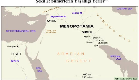ġekil 2: Sümerlerin YaĢadığı Yerler 36
