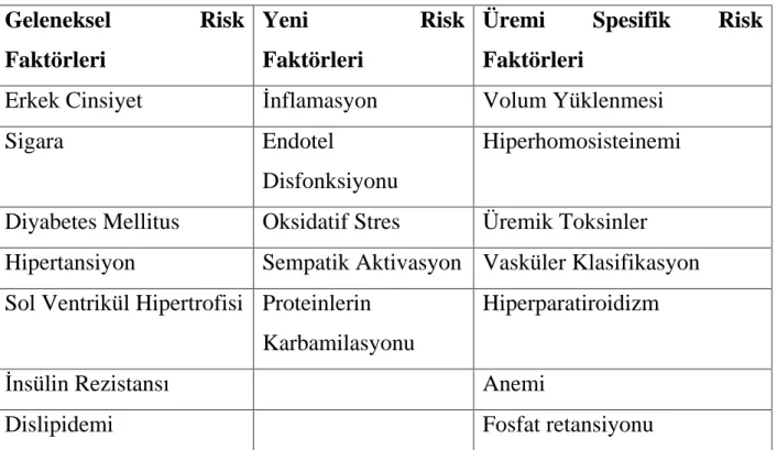 Tablo 8: Kardiyovasküler risk faktörleri 
