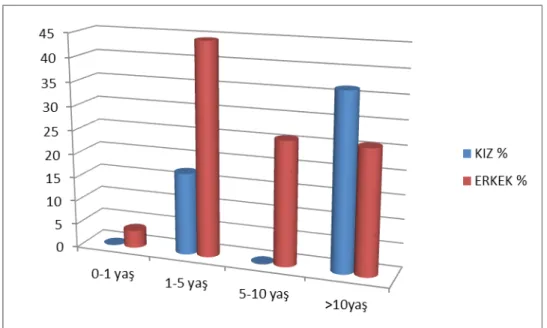 Grafik 4. 1. Yaş grubu ve cinsiyete göre idrar yolu enfeksiyonu görülme oranları. Hastaların aile bireylerinde İYE öyküsü araştırıldı