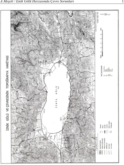 Şekil 2: İznik Havzasının topoğrafya haritası. 