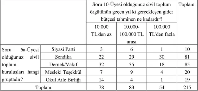 Tablo 11 STK' ların mali yapıları 